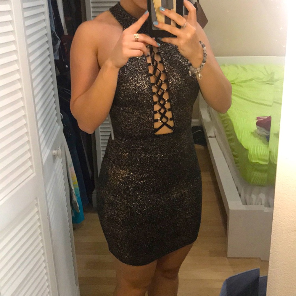 Mini dress black glitter
